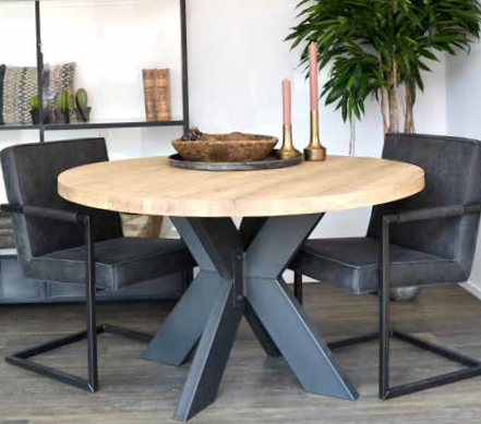Eiken Tafelblad Rond met rechte zijkant