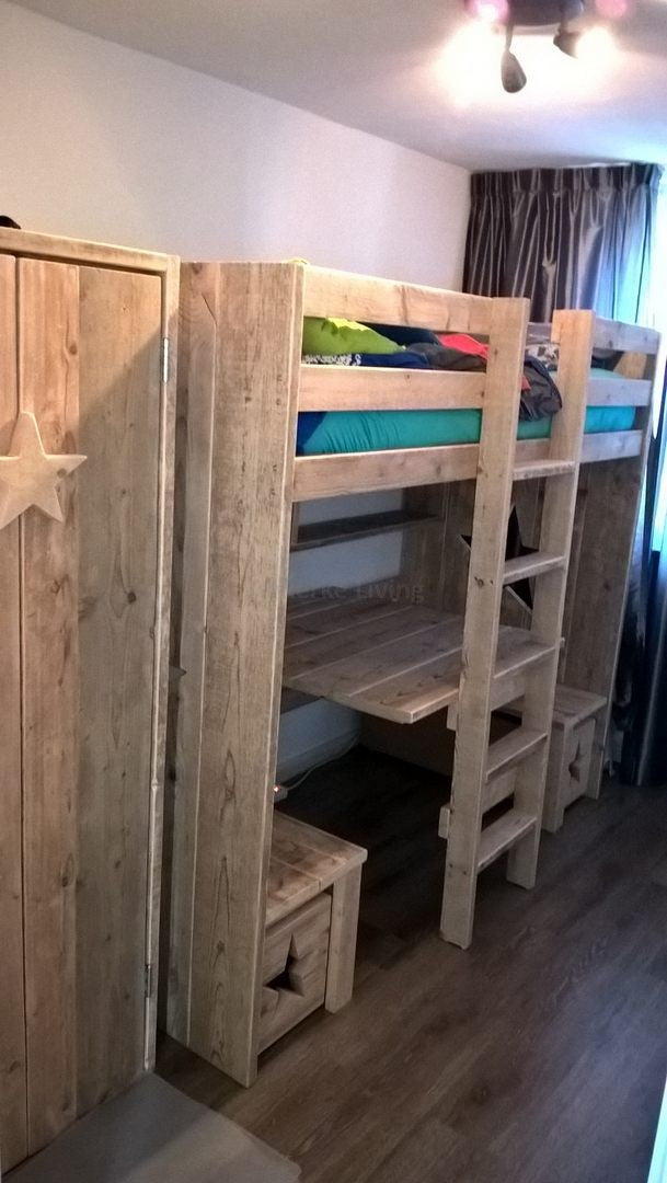 Steigerhout hoogslaper met zitje Quinn | Verkerke Living