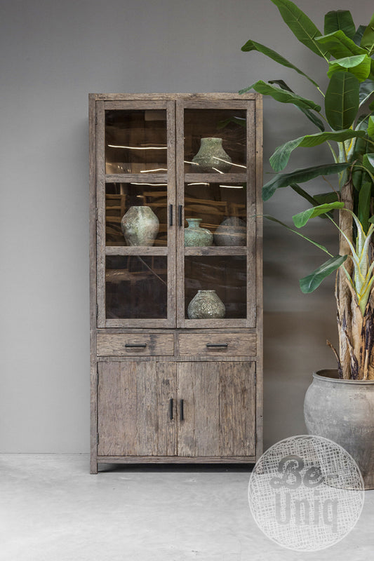 Vitrinekast oud hout Miami