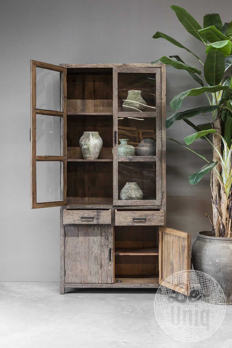 Vitrinekast oud hout Miami