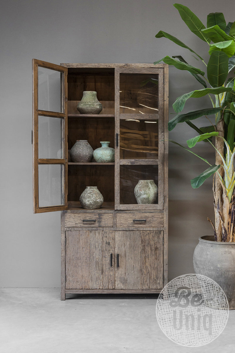 Vitrinekast oud hout Miami