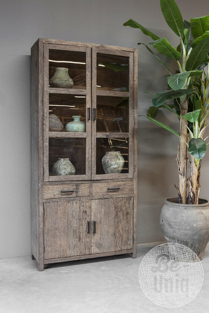 Vitrinekast oud hout Miami