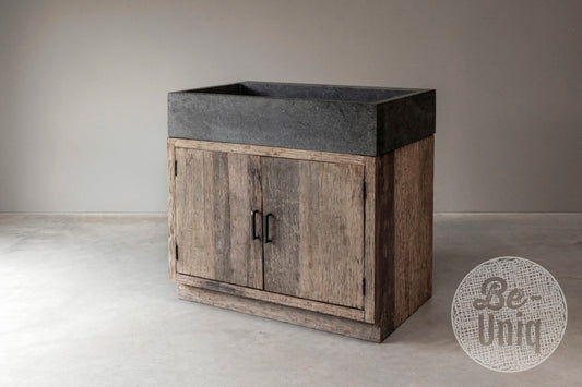 Be-Uniq Brede spoelkast met granieten wasbak zonder kraangat