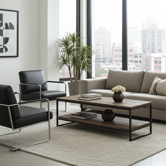 Be-Uniq salontafel van oud hout met metalen onderstel