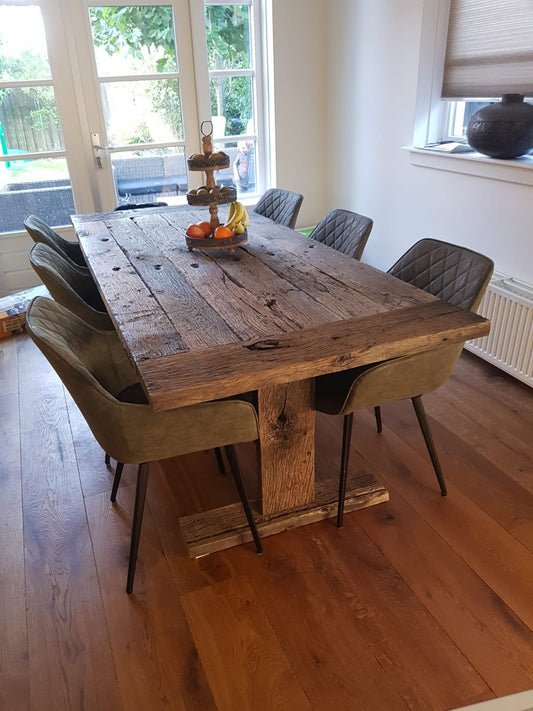 Eettafel Roos van oude eiken wagondelen
