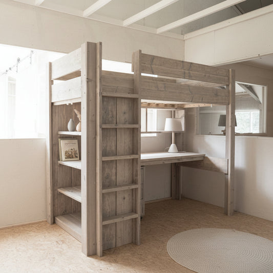 Hoogslaper steigerhout met bureau en kast – Lars