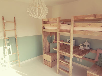 Steigerhouten hoogslaper met zitje | Verkerke Living