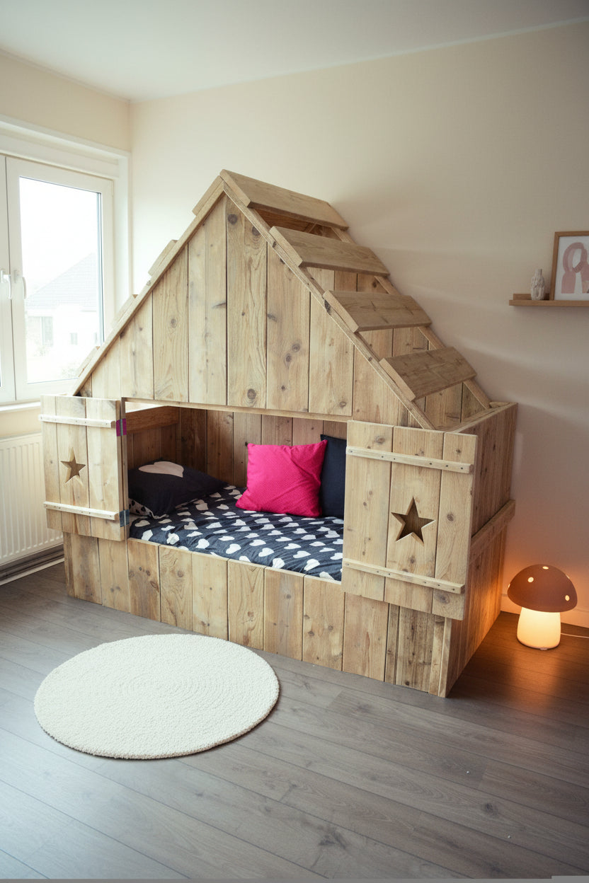 Steigerhouten kinderbed Feline