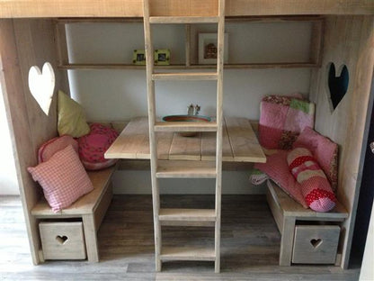Steigerhouten hoogslaper met zitje | Verkerke Living